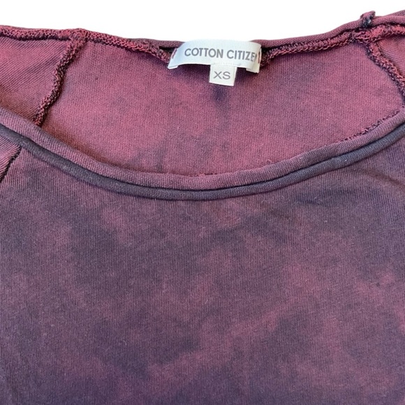 Cotton Citizen Burgundy Tie-Dye Long Sleeve Supima Cotton Tee - Size XS - Picture 4 of 11